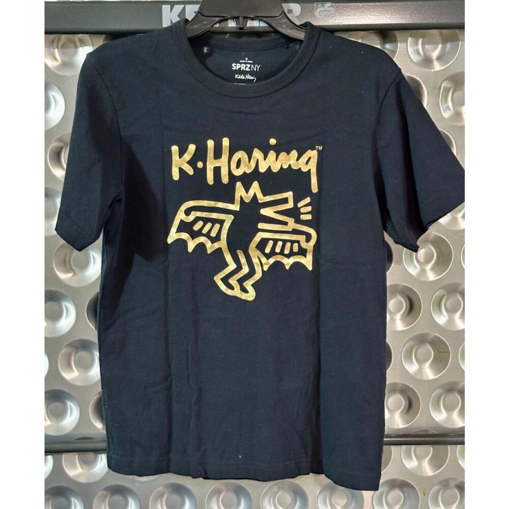 Uniqlo SPRZ NY Keith Haring Gold Batdog Graphic Tee Black Men's Small MoMA